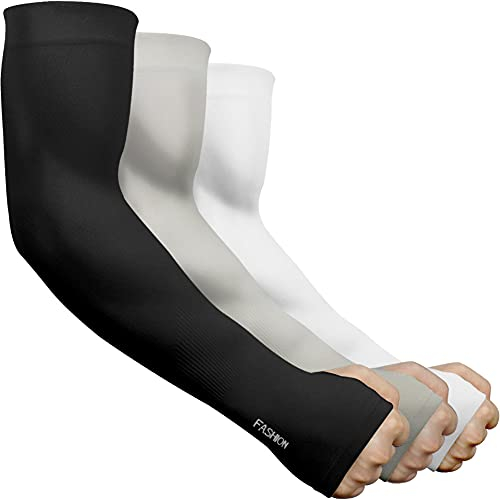 beister Manicotto Braccio Uomo e Donna (3/6), Anti UV Protezione UPF 50+ Manico del Braccio Con Foro per il Pollice Raffreddamento Antiscivolo Polsino Gaming, Cooling Sport Compressione Arm Sleeves