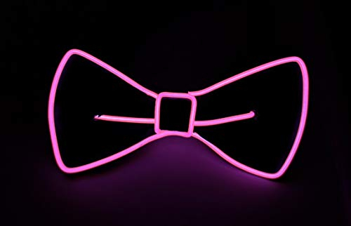 SOUTHSKY LED Leuchtend Fliegen Krawatte Neuheit mit Licht Neon Lichter Blinker leuchtende Einstellbar für Karneval Halloween Kostüm Geburtstag Cosplay Party (Rosa Licht)