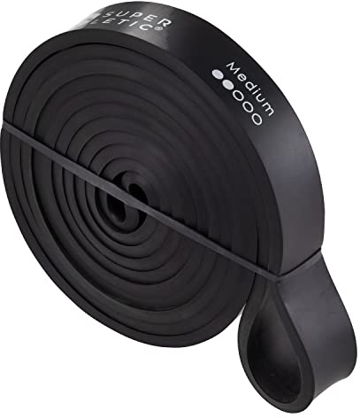 SUPERLETIC Powerband Widerstands-Fitness-Bänder & Übungsbänder für Männer und Frauen; Klimmzughilfe - 5 Stärken für Workout, Yoga, Pilates, Crossfit + Kostenlose Trainingsanleitung (Schwarz)