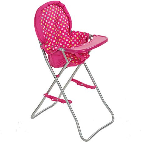 fash n kolor Baby Doll High Chair, Fits 18 inch Baby Dolls, Pink Color Toys High Chair for Dolls