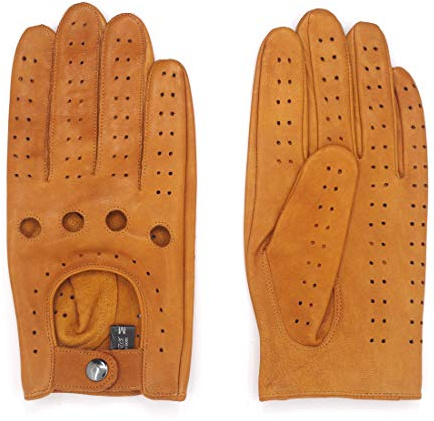 Harssidanzar Gants de conduite pour homme gants cuir hommes GM026D,Bronzer,Taille M
