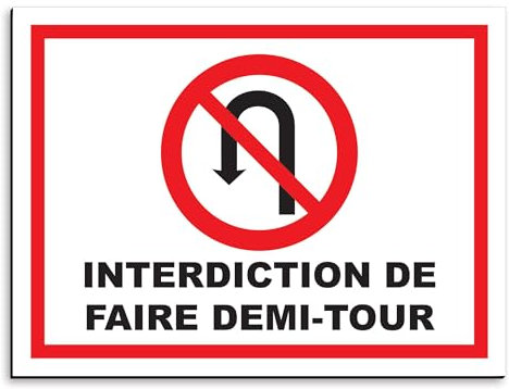 Plaque de signalisation Interdiction de faire demi-tour en aluminium 20x15 cm