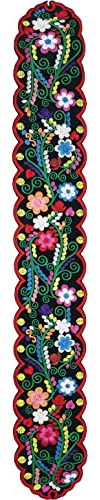 YZXDORWJ Cinturón mexicano bordado para mujer, para vestido, bohemio, floral, tradicional, fiesta, 17-169bkr, M