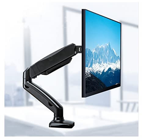 Monitorstativ Desktop Monitor Mount Arm, gasfjäderjusterbar bildskärmsstativ for 13-27platta skärmar, med C-klämma och skrivbordshålmontering, håller upp till 19,8 kg Monitorfäste