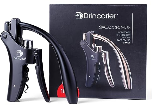 Grehge Vertical Lever Corkscrew with Non-Stick Worm, Compact Rabbit Wine Opener Wine Bottle Opener with built-in Foil Cutter