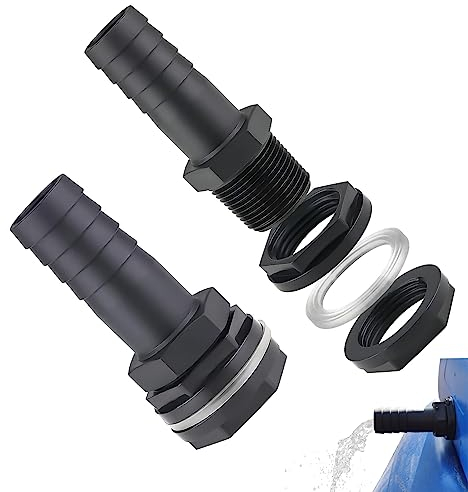 2 Stück Tankdurchführung 1 Zoll Außengewinde,Regentonnenverbinder mit Dichtungen,für Regentonne,Wassertanks