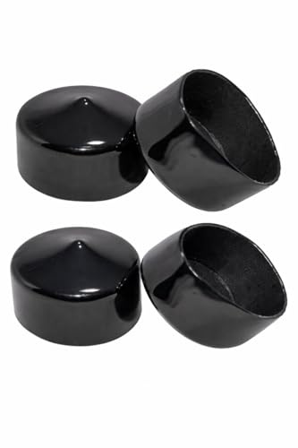 2 Inch Vinyl End Cap for Round Pipe (4 Pack), Push-On Pipe Cover for Tubing and Poles, Black