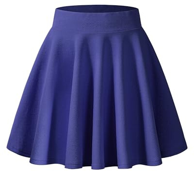 WNEEDU Dam basic solid mångsidig stretchig avslappnad mini skater kjol, Kungsblå, XXL