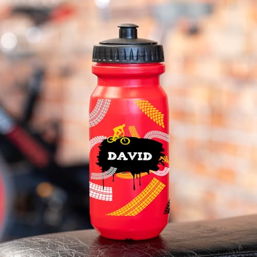 Wanapix | Personalisierte Fahrrad-Trinkflasche | Rot | Fahrradflasche mit Ihrem Foto oder Namen | Fassungsvermögen 620 ml | BPA-frei | Fahrrad-Abenteuer + Name