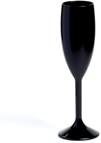 Persy Party Plastic Champagne Flutes 10 Pack - Unbreakable Wine Glasses with Long Stem - UK Based Coloured Champagne Flutes Prosecco Glasses - Gifts for Christmas, Wedding & Birthday - Black