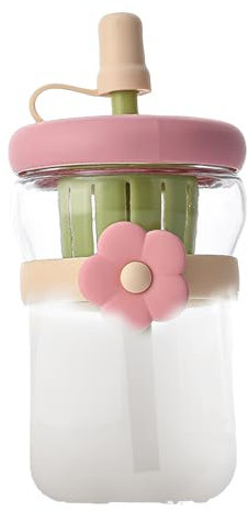 Botella De Agua De Vidrio Transparente | Vaso De Vidrio Transparente Para Agua | Termo A Prueba De Derrames, Taza Grande Con Pajita Para Café, Té, Leche, Zumo Y Bebidas