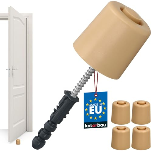KOTARBAU Juego de 4 topes para puerta de suelo para atornillar – 43 mm – Beige – Tope para puerta de suelo – de goma
