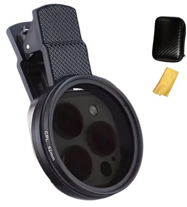 Lumi Zenva Filtro CPL Polarizador 52 mm para Cámara de Móvil, Lente Portátil Compatible con iPhone, Samsung y Android, Mejora Contraste y Reducción de Reflejos, Fotografía