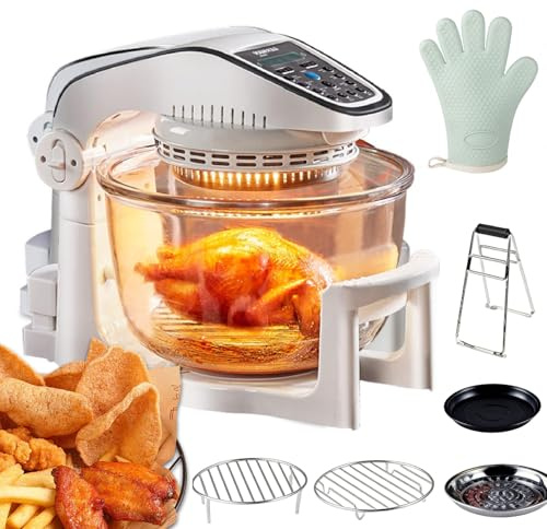Friggitrice Ad Aria Alogena Da 10l, Forni Alogeni Con Ciotola In Vetro Rimovibile, 10 Programmi Intelligenti, Controlli Temperatura 50-250°c, Arrostire, Friggere, Tostare O Rendere Croccante