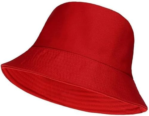 HAJRA® Unisex Girls Boys Kids Bucket Hat Reversible Cotton Fishing Hats for Outdoor Travel, Camping, Hiking, Traveling, Baseball Cap, Football Summer Beach Sun Hat Plain Colours Size 54 cm