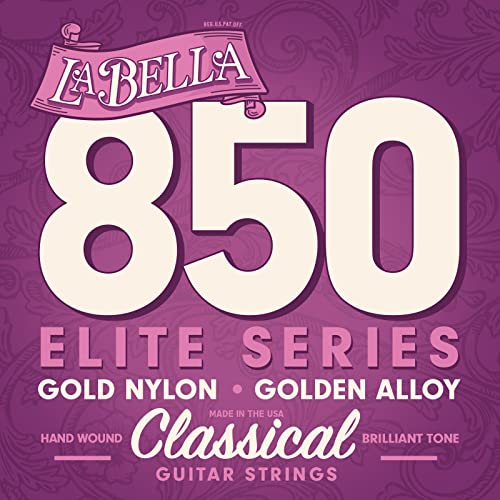La Bella Strings - 850 Elite Set - Saiten für Konzertgitarren - Gold Nylon/Golden Alloy - Medium Tension
