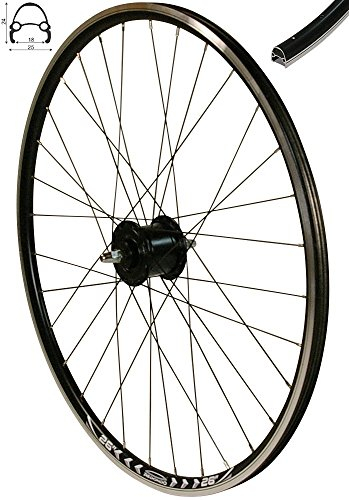 Redondo 26 Zoll Vorderrad Hohlkammer Felge Schwarz mit Nexus Nabendynamo
