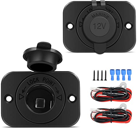 Nilight 2 Pack Car Cigarette Lighter Socket DC 12V Waterproof Power Outlet Adapter Replacement with Terminals Wires and Screws for Marine Boat Motorcycle, Boat, Car,Truck, RV, ATV