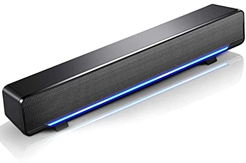 cigemay Soundbar stereo portatile 3D, con cavo USB Dsp, con presa audio da 3,5 mm, per cellulare, tablet, proiettore, Home Theater, bar, MP3, MP4, colore: nero