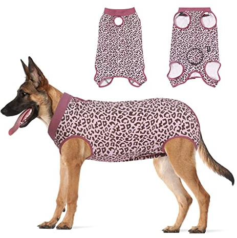 Jiupety Body Cane Post Operatorio Femmina Regolabile, Tuta per Prevenire La Leccata di Cani, Body Chirurgico Cane Femmina, Rosa, XL