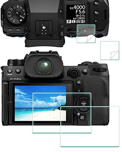 ULBTER Skärmskydd för Fujifilm X-H2S X-H2 Fuji XH2S XH2 LCD + PET Topp Flim [2+2-pack] 9H hårdhet härdat glas anti-skrapa anti-bubbla