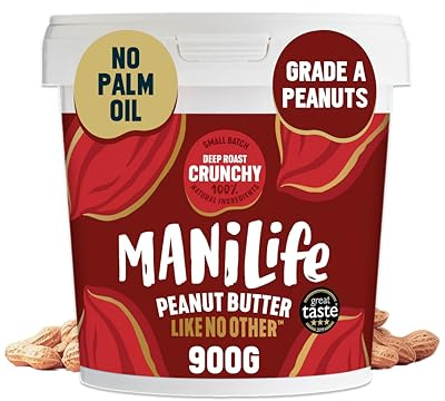 ManiLife Deep Roast Crunchy Natural Peanut Butter 900g | High Protein, No Palm Oil & No Added Sugar | Made from Single Origin Argentine Grade A Peanuts (packaging may vary)