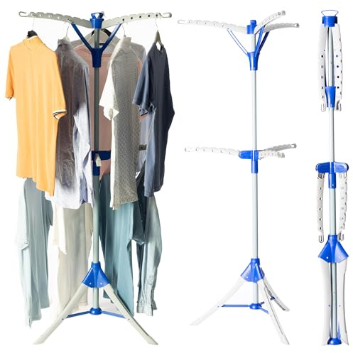 Homefront Stendibiancheria portatile con treppiede, pieghevole per riporlo, facile da installare, per uso interno ed esterno, altezza 159 cm, capacità massima 35 kg, può contenere 78 grucce (grande)
