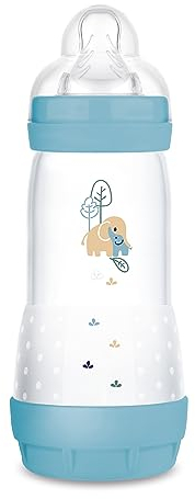MAM Easy Start Anti-Colic Babyflasche (320 ml), besonders gut akzeptierte Milchflasche, Baby Trinkflasche mit Bodenventil gegen Koliken & Sauger Größe 2, 4+ Monate, Elefant