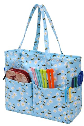 Coopay Crochet Tote Bag. Knitting Bags UK, Craft Storage Bag, Craft Bags for Crafting, Sewing, Cross Stitch or Embroidery, Crafters Bag, Knitting Project Travel Bag, Bee
