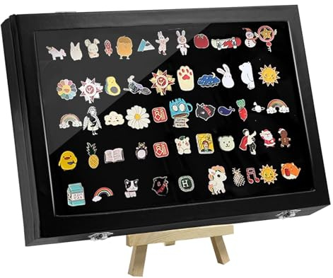 YEXEXINM Spilla per vetrina, 35 x 24 cm, colore nero, in legno, per spille da collezione e medaglie