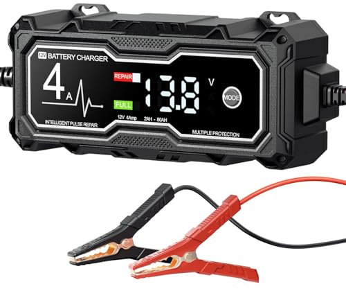 Mantenitore di batteria, mantenitore di carica batteria per auto intelligente | moto con display LED - Caricabatterie di mantenimento per batterie per auto, caricabatterie galleggiante e desolfatore p