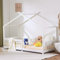 LEADZM Kinderbett Hausbett Kinder inkl.mit Rausfallschutz und Lattenrost Bodenbett Jugendbett Holzbett Montessori Bodenbett (Weiß, 90x200cm)
