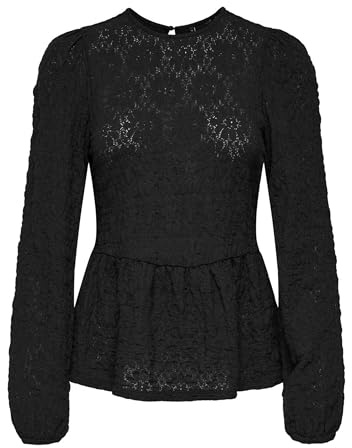 ONLY Onlgiavanna L/S Peplum Top JRS, Negro, XS