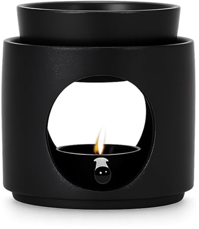 YuLiMirich Lampada profumata Tealight, lampada profumata in ceramica con porta lumini, lampada profumata per oli essenziali, lampada aromatica con cucchiaio, fornello di incenso, lampada profumata per