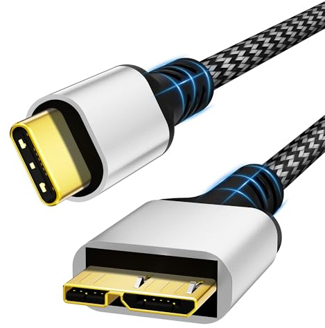 Cable Micro B a USB C de 10 Gbps,cable USB C a Micro B de nailon de 0,3 m,USB 3.1,USB C macho a Micro B macho,cable para disco duro externo compatible con Toshiba,Seagate,WD,Galaxy S5,Note 3,HDD