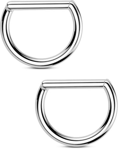 OUFER Body Piercing Nipple Bar: 2pcs 14G 316L Surgical Steel 14MM Clicker Nipple Rings Piercing Barbells Jewellery Set for Women Men