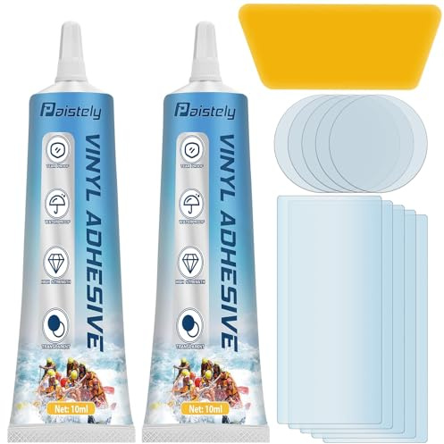 Paistely Kit di riparazione piscina impermeabile e trasparente per strutture gonfiabili, materiali in PVC, ABS, EVA e gomma e materassi pneumatici (15 ml*2)