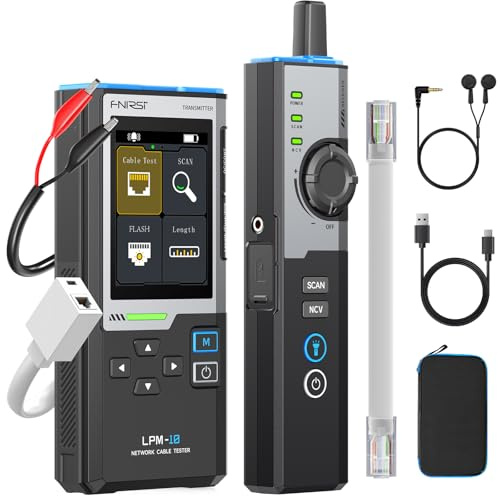 FNIRSI LPM-10A Testeur Câble RJ45, Tester Cavo Ethernet CAT5 CAT6 RJ11, Tracciatore Cavi e Toner di Rete, Test PoE/NCV/Lunghezza, Tester Rete Ricaricabile