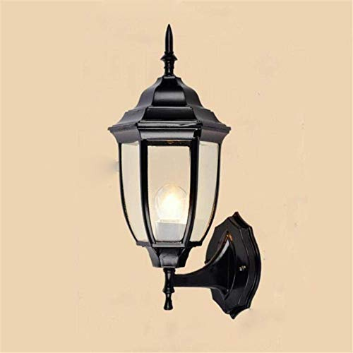 Antik klotlampa, rund nyans brons bas vägglampa belysningsarmatur för sovrum hall, foajé， hög svart retro aluminium ram utomhus vattentät rektangel glaslåda enkel