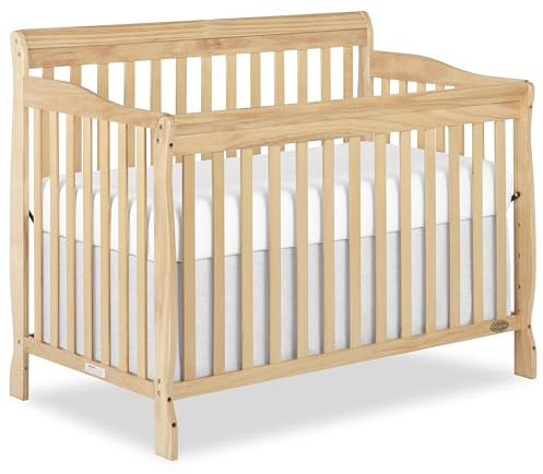 Dream On Me Ashton 4-In-1 Convertible Crib In Natural, Greenguard Gold, JPMA Certified, Non-Toxic Finishes, Features 4 Mattress Height Settings, Made Of Solid Pinewood