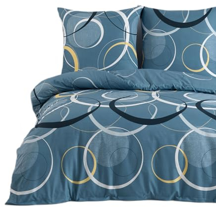 Buymax® Bettwäsche 200x200 100% Baumwolle 3-Teilig Bettbezug - Bettwäsche-Sets 200 x 200cm mit 2 mal Kissenbezüge 80x80cm, ÖKO-TEX Renforcé-Bettdeckenbezug Set mit Reißverschluss