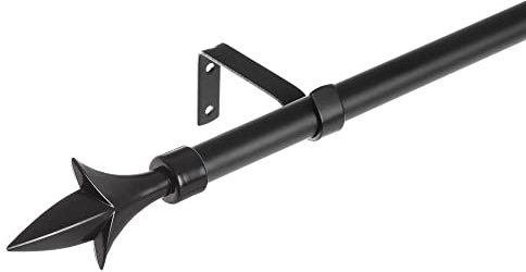 LOLAhome Set de Barra de Cortina Extensible de 160 a 300 cm, 2 escuadras y 2 terminales Negro de Metal y plástico ABS