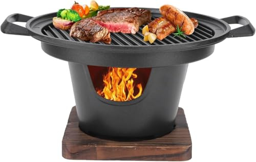 Topyond Portable Smokeless Tabletop Charcoal Grill Small, Easy to Clean, Prevents Sticking Ideal for One Person, Indoor Use