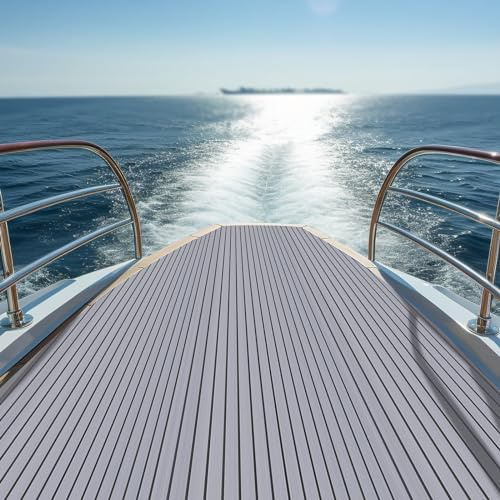 BIRJXVTO Båtgolv,EVA-skumdäck Faux Teak Marint matta golv Halkfri självhäftande golvmatta rullar Lakan för motorbåt RV Yacht Kajak Havsdäck rodret,Grey,240X120CM