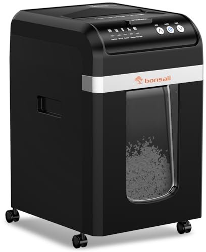 Bonsaii 200-Sheet Auto-Feed Paper Shredder, 60-Min Continuous Run, P-4 Micro-Cut, 31L Pull-Out Bin, Manual Mode for Credit Cards, Low Noise & Energy-Saving, Heavy-Duty for Office Use, C283-A