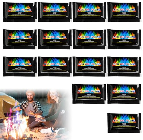 Magical Flames, Fire Colour Changing Powder, Mystica-Fire Sachets, Suitable for Indoor Fireplaces, Outdoor Campfires, Seaside, Gardens, 15PCS*10g