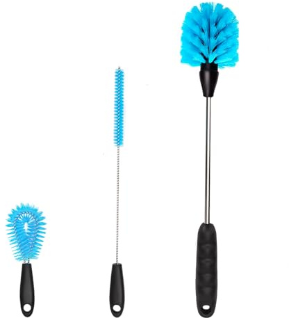 KUAOOAUK Confezione da 3 spazzole per bottiglie, spazzole flessibili per la pulizia con manico lungo, beccuccio per bollitore/coperchio/pulitore per bottiglie d'acqua, biberon, bicchieri, vasi