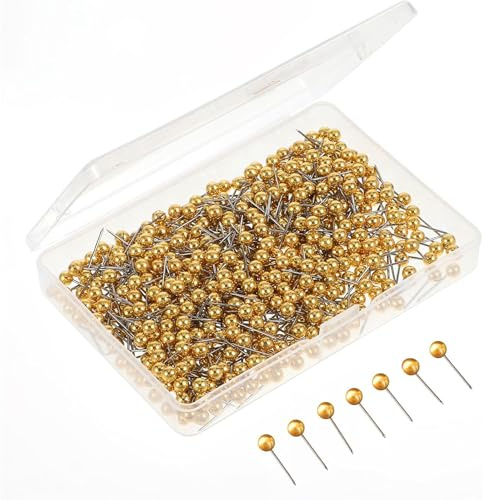 200 Pcs Gold Map Push Pins - Round Head Drawing for Travel Maps - Push Pins for Cork Boards - Cork Bulletin Boards - Photos - DIY Crafts - Home/Office Marking