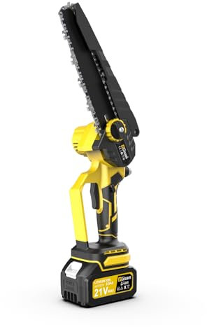 Mini tronçonneuse avec moteur brushless 1000W,8 pouces & 6 pouces tronçonneuse,lubrificateur automatique & tension de chaîne sans outil et 2 * 2000 mAh pour branches d'arbres, coupe de bois