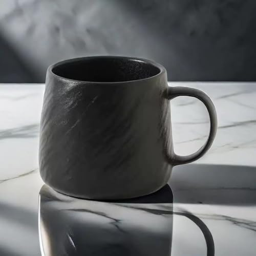 Taoyanmo Coffee Mug, 500ml, Handmade Tea Cup with Handle, Ceramic Cups with Handles for Tea, Cappuccino, Latte,Coffee & Hot Drinks – Stylish & Durable – Microwave & Dishwasher Safe (Black)